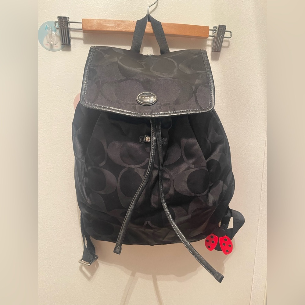 Authentic Coach Backpack Black Signature F77350 Canvas Vintage  Made In 7/2013